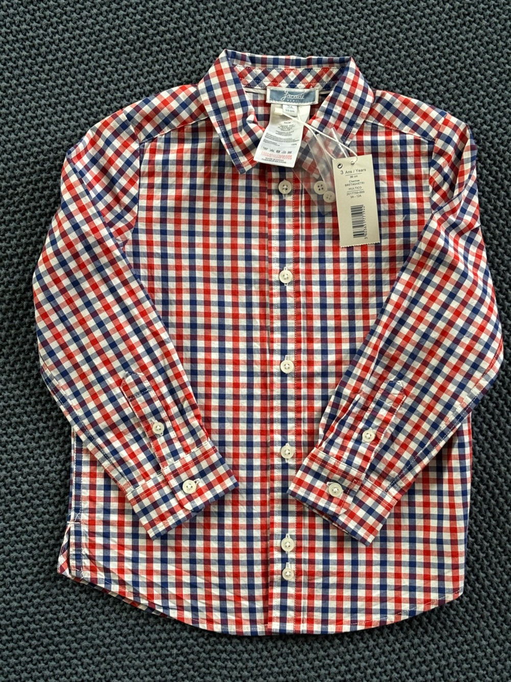 Jacadi Red, White & Blue Check Button-Down Shirt